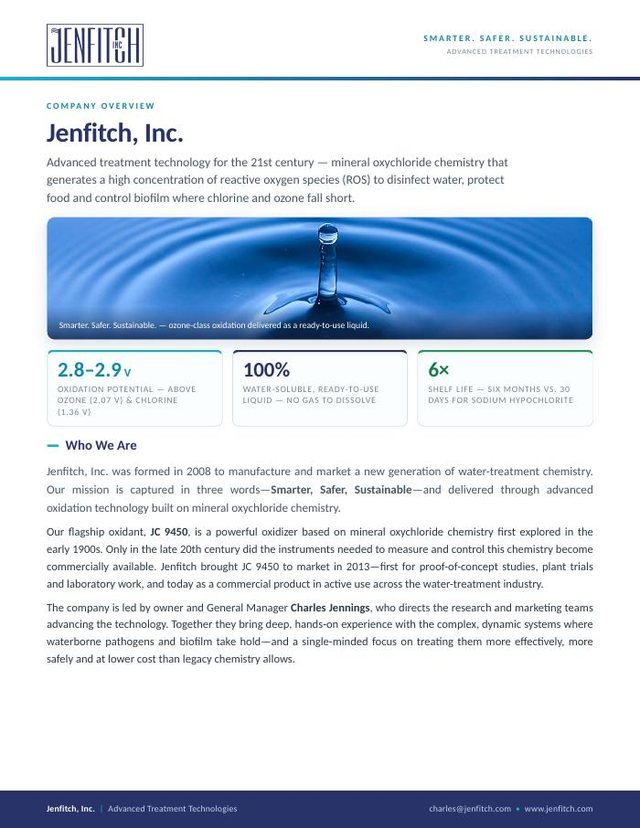 Cover page of the Jenfitch company overview