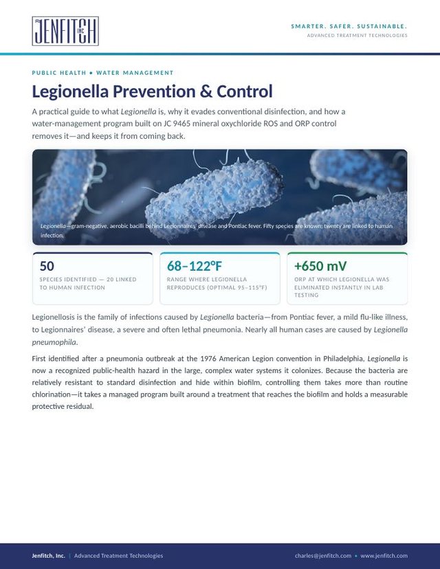 Cover page of the Legionella prevention and control guide